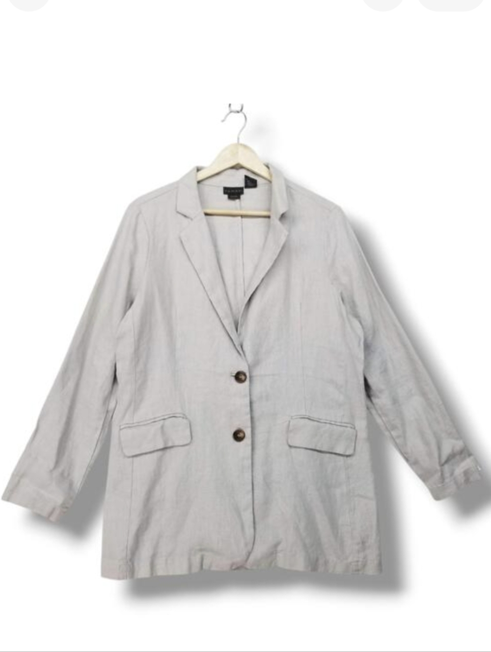 Tahari Linen Blazer‎ Jacket Medium Gray Lightweight Career Office Summer